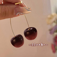 抖音同款可爱元气樱桃耳环女气质网红长款车厘子耳坠2024新款耳饰