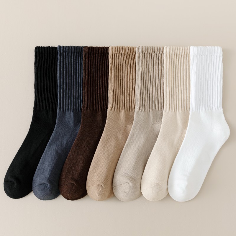 terry socks men's mid-tube socks thickened towel bottom loose mouth ami khaki foxwear men's socks trendy thick needle stockings