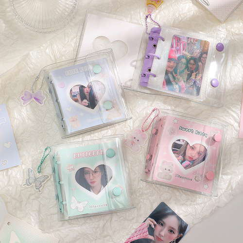 Instagram-worthy Korean-style mini loose-leaf notebook for girls—replaceable inner pages, Polaroid-style loose-leaf cards, and K-pop-themed student journal.