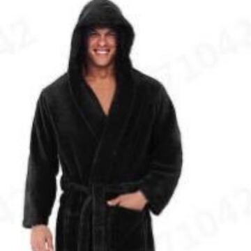 Amazon Ebay Aliexpress Warm Men's Large Size Thickened Hooded Patch Pocket Extra Long Winter Long Sleeve Nightgown