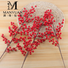 仿真冬青红果发财果春节年宵花新春福桶插花家居装饰摆件假花批发