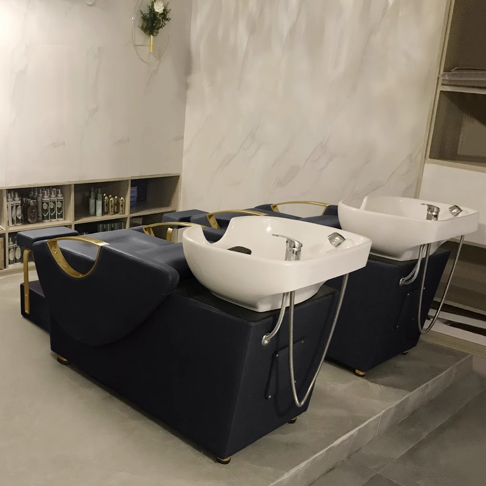 Directo de fábrica de alta gama de peluquería semi-mentira belleza masaje de lavado cama de champú de salón de pelo cama para peluquería