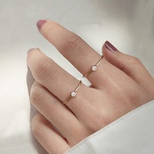 日韩ins简约风百搭气质法式风复古指环 光面细圈珍珠戒指女批发