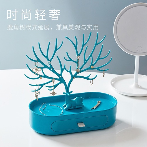 Creative deer jewelry stand desktop antler tree-shaped earrings necklace display stand key desktop storage drawer jewelry