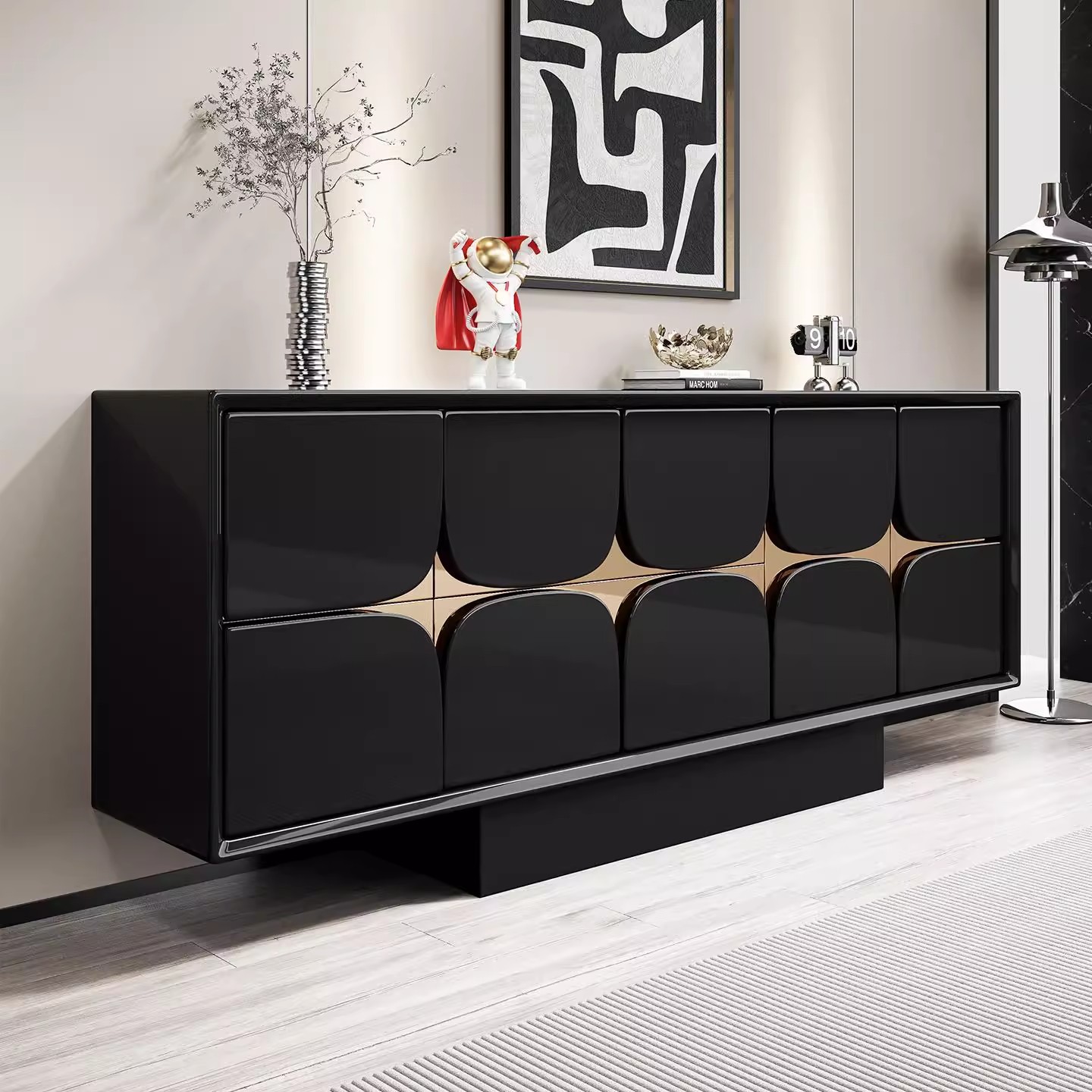 Italian Light Luxury Style Sideboard Modern Minimalist Living Room Wall Storage Cabinet Home Entrance Cabinet Decorative Cabinet