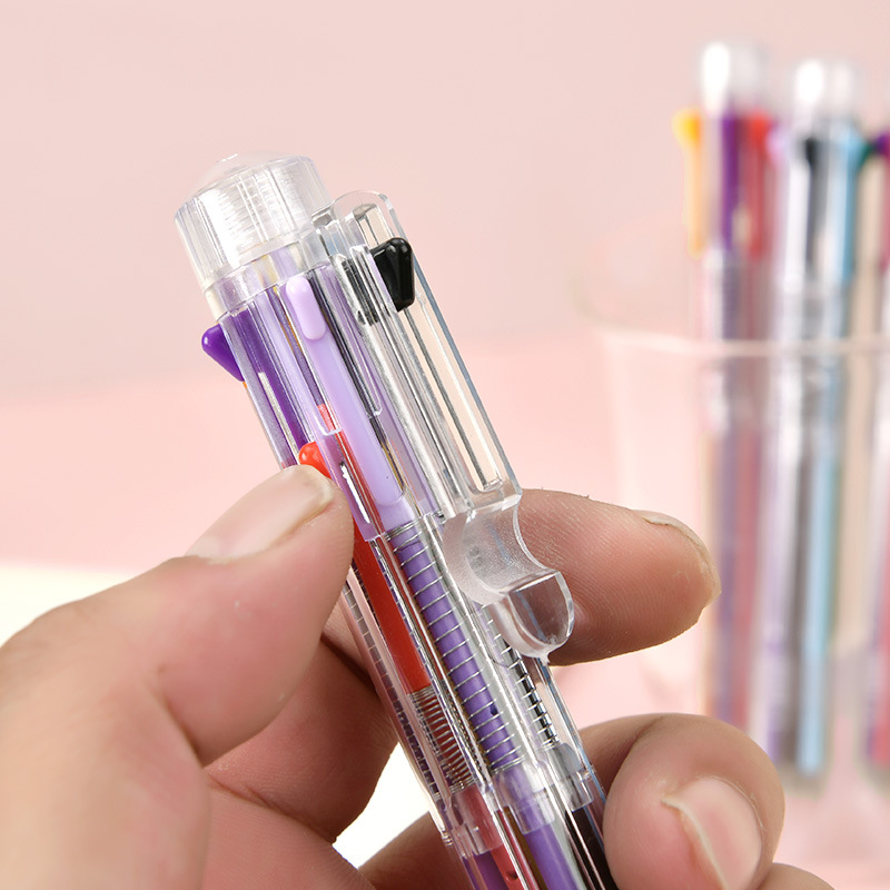 8 colores bolígrafo personalizado varilla transparente pulsar bolígrafo puede hacer logo alto valor de color simple multicolor bolígrafo de firma