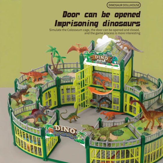 <English Gift Box> Amazon New Diy Dinosaur Colosseum Parent-Child Interactive Educational Building Assembled Toys