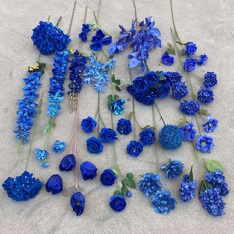 Wedding Klein blue dark blue artificial flower wedding hall decoration road lead flower arrangement background floral hotel soft decoration landscape
