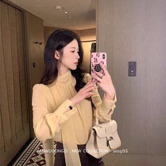 烟雾公子 法式雪纺飘带长袖上衣高级感设计减龄衬衣小众别致小衫