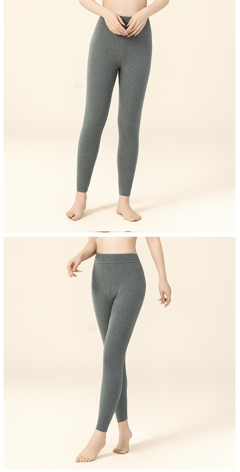Quần legging cashmere nam nữ cao cấp lưng cao giữ ấm dệt kim — Màu xám đậm của nam giới chi tiết 20
