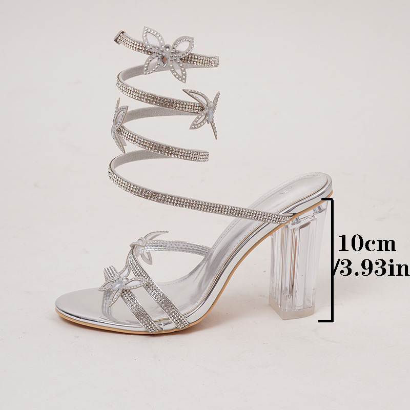 Sandálias snake wrap femininas strass salto agulha borboleta_voghion.com