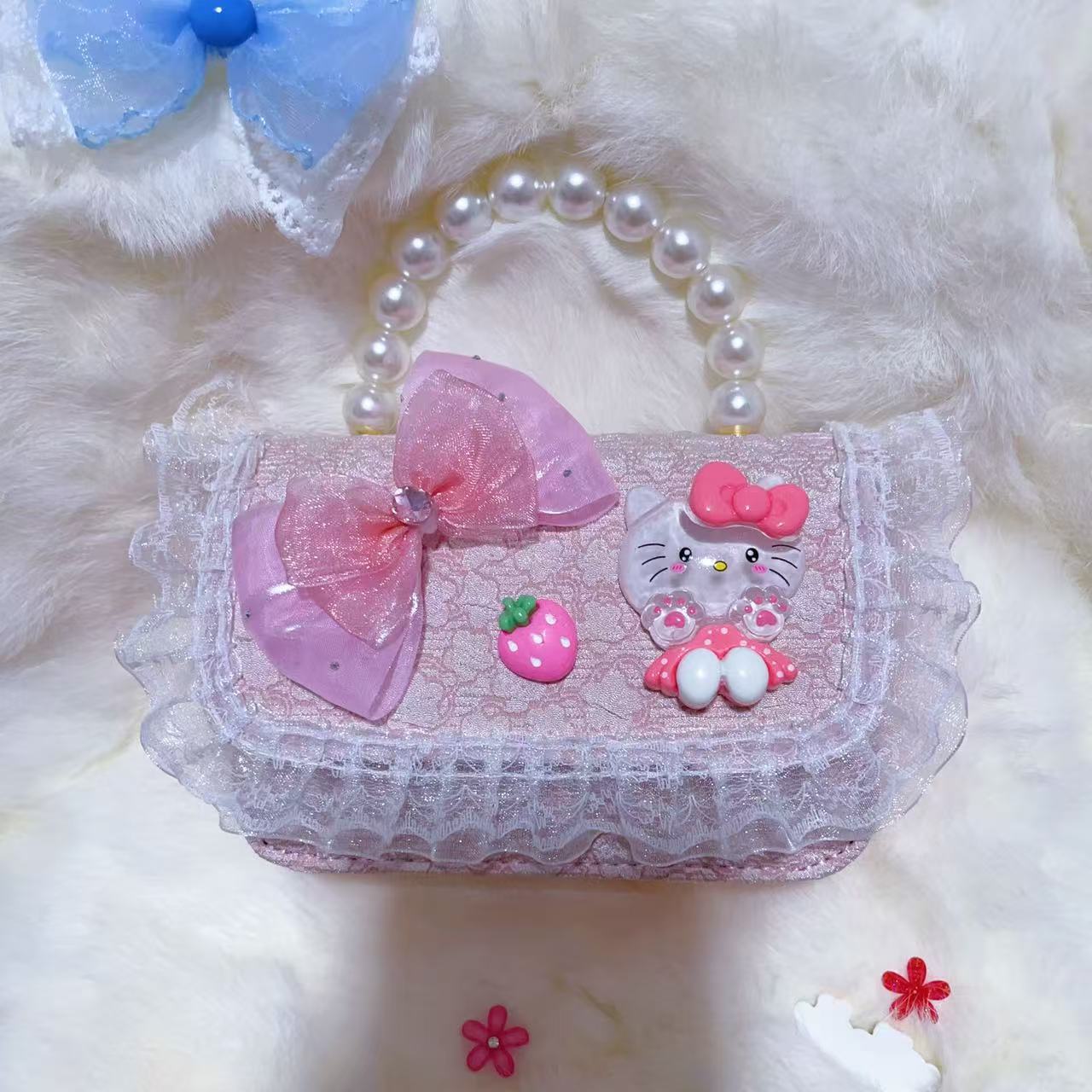 Bagos de hombro para niños primavera y verano frescos bolsos de perlas para niñas Aisha pequeña princesa bolsos de mochila de estilo extranjero