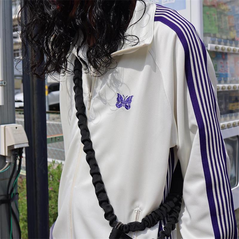 Agujas pista de mariposa blanca lechosa cinta bordada ins campus ocio chaqueta deportiva chaqueta