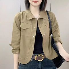 春秋季新款工装薄款外套女装小众POLO领韩版时尚宽松百搭短款上衣