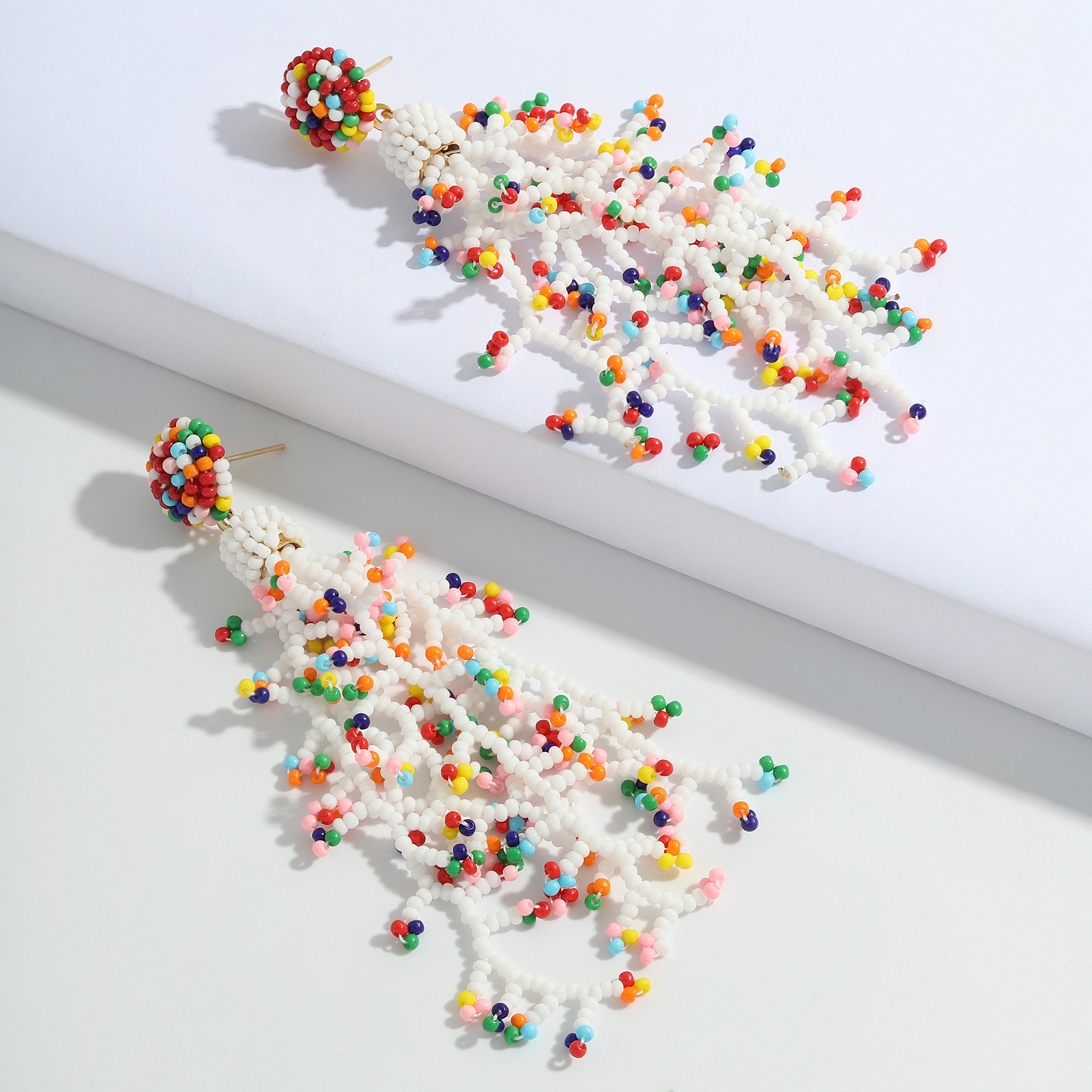 Bohemian Ethnic Colorful Handmade Beaded Tassel Earrings display picture 9
