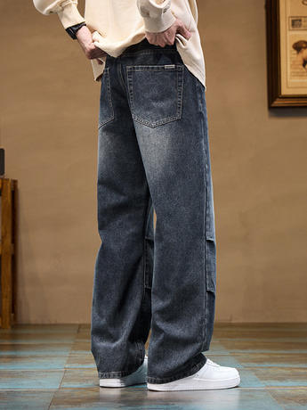 [plus velvet] thick straight men's jeans autumn and winter new fashion fried street handsome high quality wide leg pants