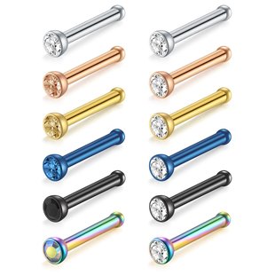 Amazon Stainless Steel Electroplated Zircon Nose Nails European and American Explosions Earrings Combination Rhinestone Body Puncture Jewelry