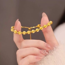 新款沙金爆闪转运珠猫眼拉丝手链女高级感仿真金小众设计感首饰品