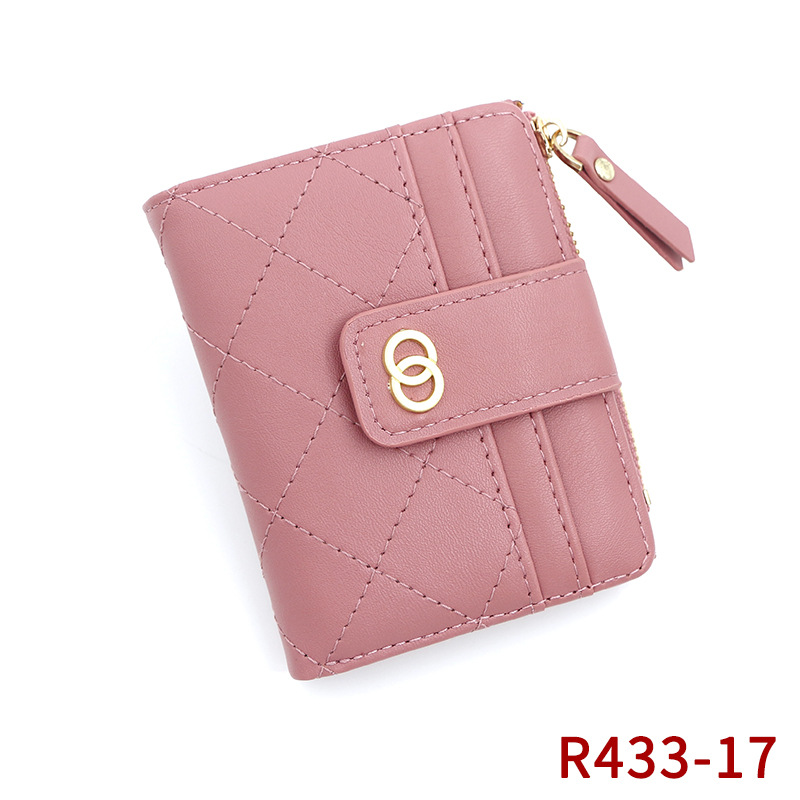 Versión coreana de la hebilla de la billetera de las señoras del rombo de la moda corta, el monedero delgado de varias tarjetas, el bolso de identificación, la billetera al por mayor