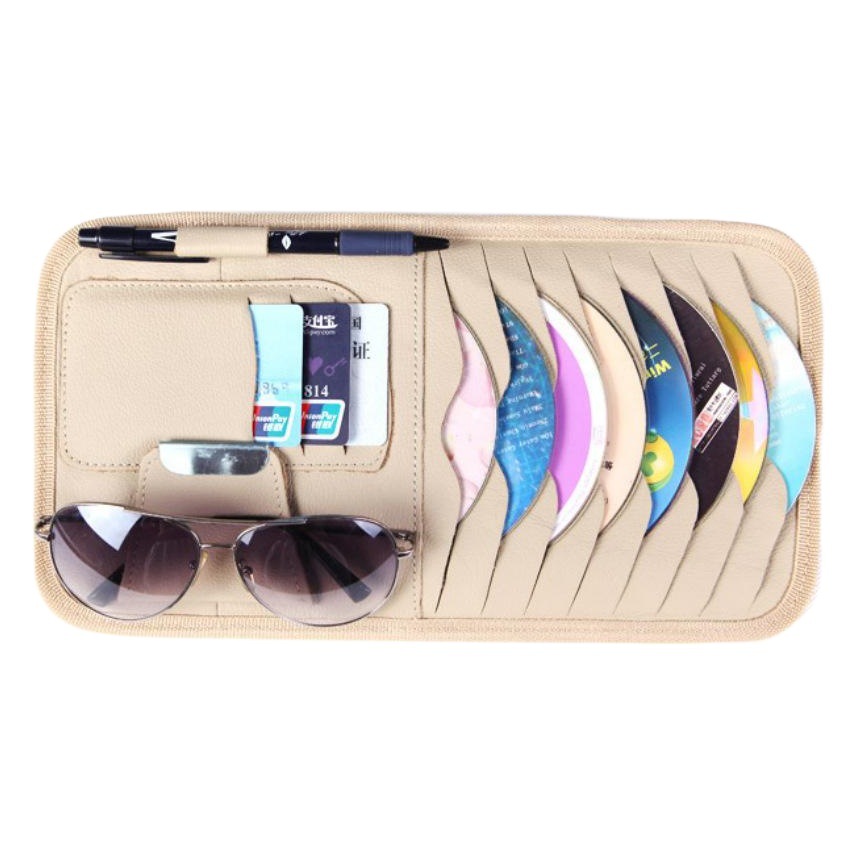 Car Multifunctional Cd Bag Car Car Cd Popular Genuine Leather Sunshade Cd Bag Micro Business Hot Model Wholesale