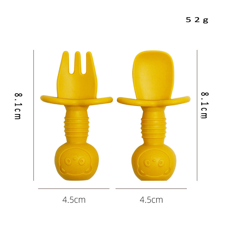 short handle silicone spoon + fork 短柄舔舔叉勺尺寸示意图1