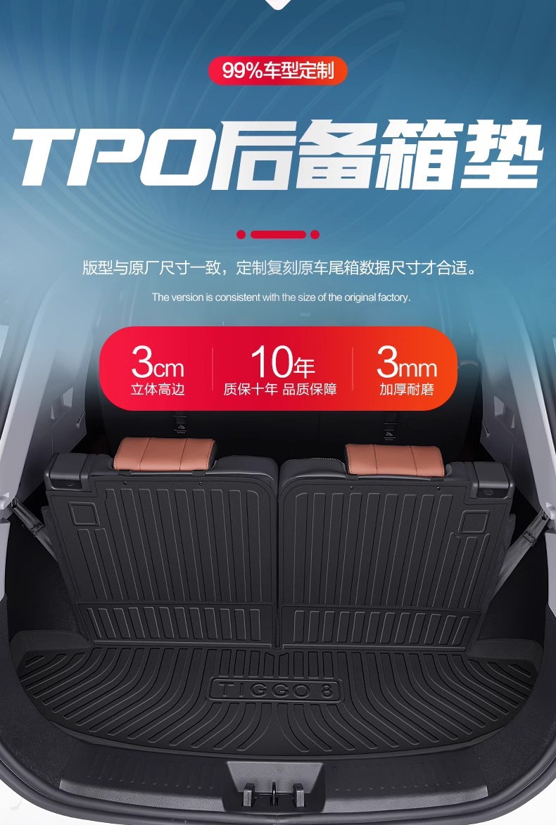 Chery Ruihu 8PLUS/PRO Trunk Mat Car Supplies Changed to Special Accessories for Decoration Kunpeng Edition Trunk Mat