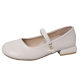 Round toe all-match French retro chunky heel leather shoes women's autumn and winter dress 2024 new low-cut Mary Jane shoes