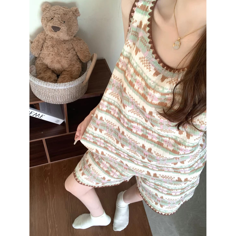 Cloud Cotton Pajamas for Women, Summer Vest and Shorts Set, Trendy Home Wear, New Cute Style for Outerwear, Cross-Border Wholesale