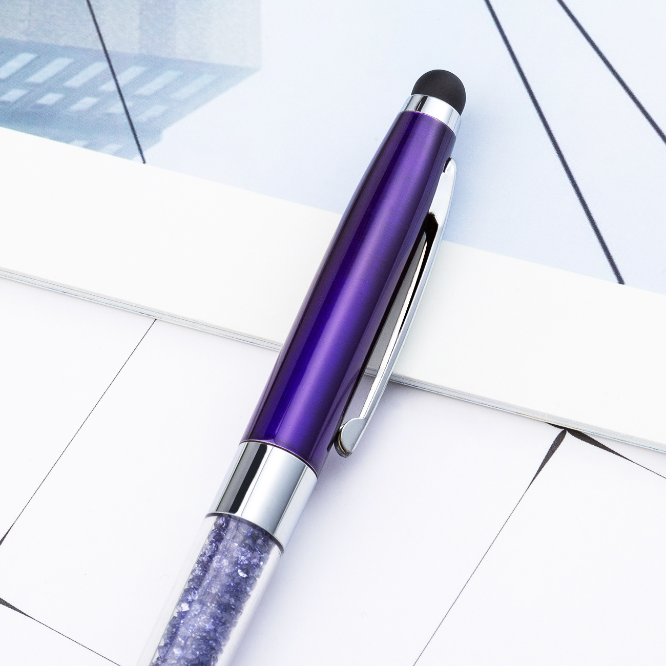 Bolígrafo de cristal de metal rotativo bolígrafo de diamante de escritura de papelería coreana bolígrafo de pantalla táctil