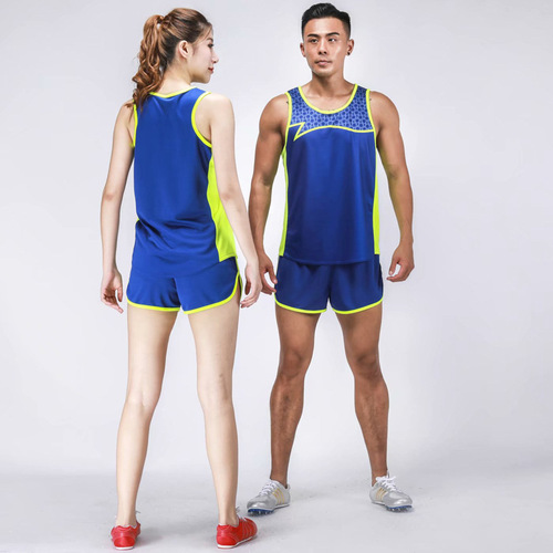 Men's and Women's Track and Field Training Uniforms for Physical Tests, Short Distance Running Competitions, Sports Clothing, Marathon Running Breathable Backless Top Set, Summer