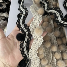 窗帘装饰花边小毛毛球配件新款上市貂绒大波浪花边