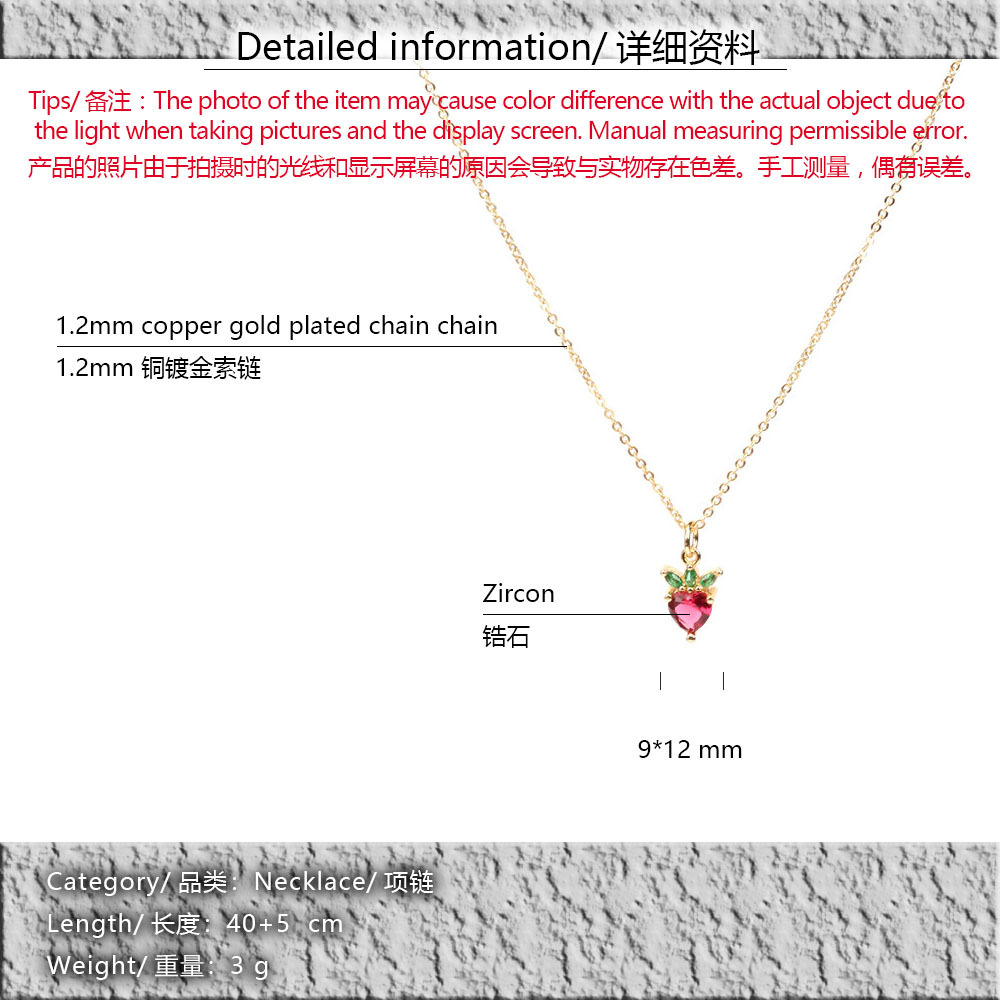 Cross-border Wholesale Inlaid Zircon Strawberry Fruit Necklace Women's Autumn Design Pendant Gold-plated Collarbone Necklace New display picture 19