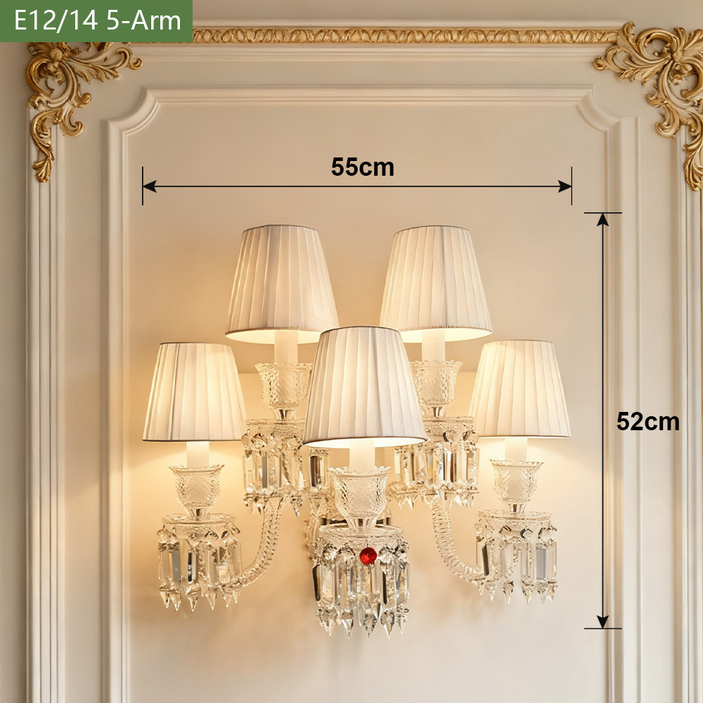 Luz de lujo de cristal francés lámpara de pared de fondo de la sala de estar moderna y simple dormitorio cabezal de cama pasillo lámpara retro