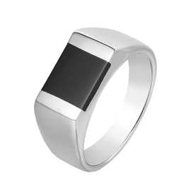 R0038-HK03 外贸 饰品批发 简约时尚欧美黑玛瑙男士钛钢戒指