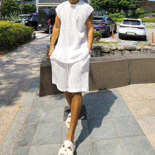 休闲毛衣套装男夏宽松背心T恤短裤男装毛织套装男士2025夏季新款