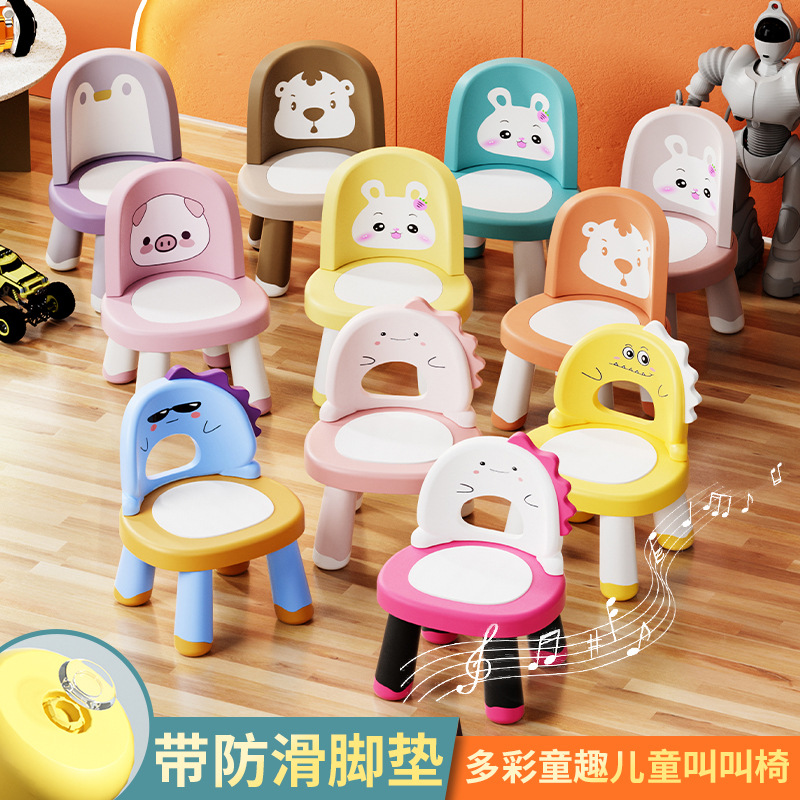 Toddler Chair with Backrest, Children's Dining Chair, Potty Stool, Baby Eating Chair, Non-Slip Household Stool, Cartoon