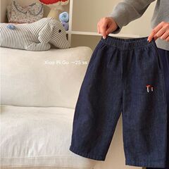2025 春女の子オリジナルカラーデニムロングパンツ子供韓国スタイルジーンズ女の子ルーズデニムパンツ