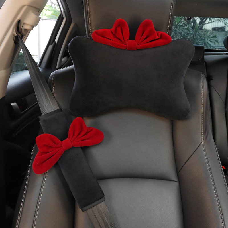 Car Headrest Pillow, Nostalgic Butterfly Knot, Car Seat Safety Belt Shoulder Cover, Cute Car Accessory, Pair