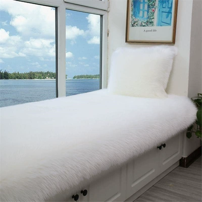 New Chinese-Style Large Red Chair Cushion, Faux Cashmere Door Mat, High-End Blue Carpet for Living Room Decoration and Grand Opening (Car Carpet) - white-50160cm-rectangle