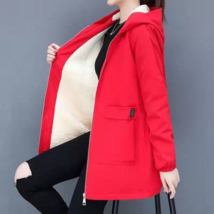 300 catty Plus size women's clothing - full size] Autumn and winter cotton coats, mid-length windbreakers for women, plus velvet and thick fat mm jackets are trendy