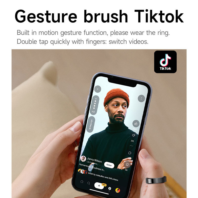 Nuevo anillo inteligente SR09 transfronterizo, monitoreo de frecuencia cardíaca, video de cepillo, tecnología negra de larga espera, anillo de marco estrecho impermeable