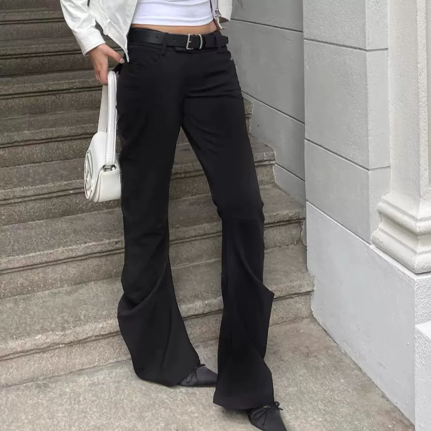 新款修身显瘦中低腰立体裁剪西装弯刀喇叭裤女西装裤3268