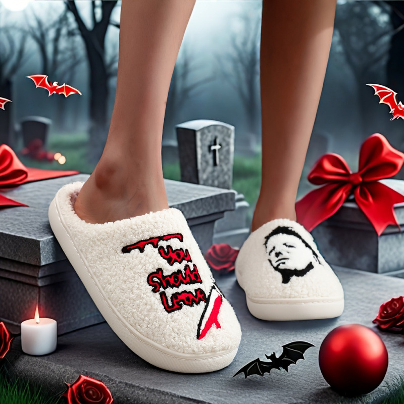 V 20690 Halloween Ghost Plush Slippers
