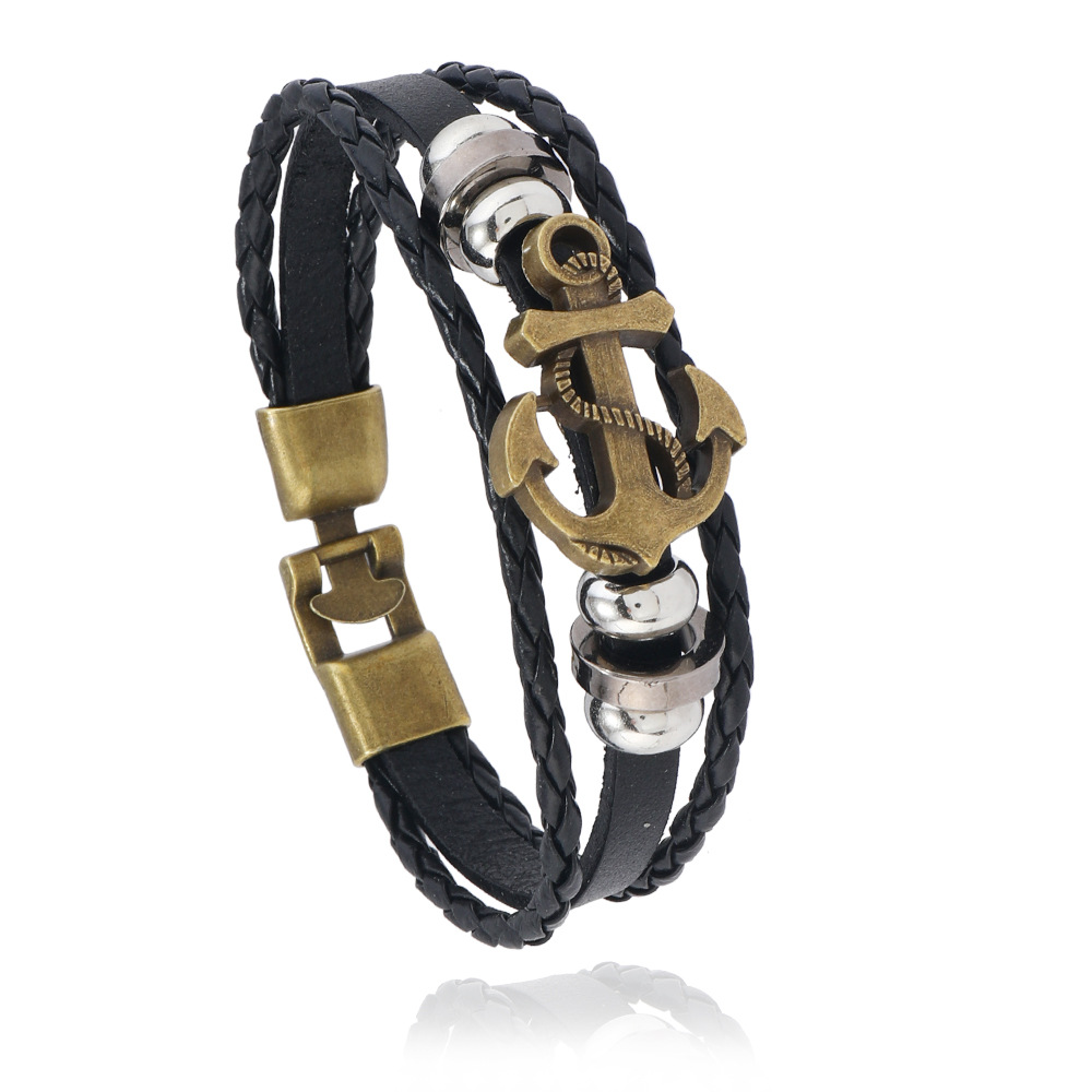 20g Weight Bracelets Classification Alloy Chain Material 1 Piece Quantity Street Occasion Alloy, Leather Material Geometric Pattern Men's Gender Retro Style Retro Geometric Alloy Leather Men's Bracelets Men Cord & Leather Bracelets 4
