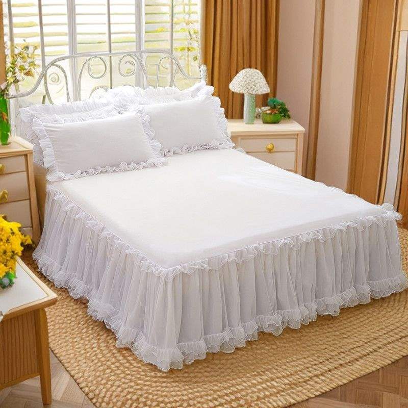 Korean Style Lace Bed Skirt Single Piece Non-Slip Three-Piece Bedspread Princess Lace Bed Sheets Simmons Ugly Cover Protective Cover