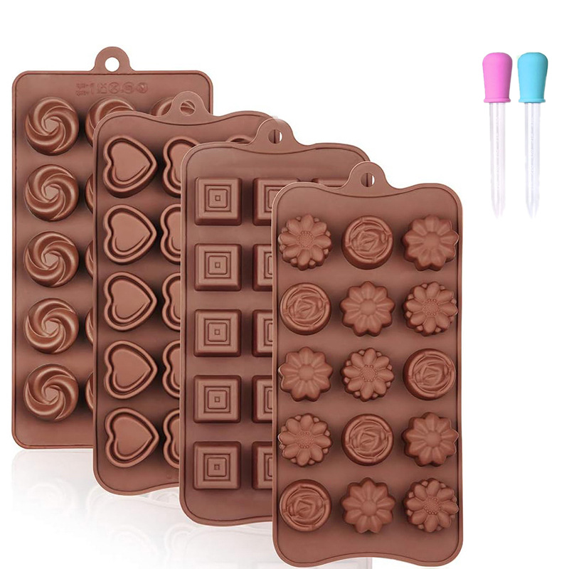 Molde de silicona de grado alimenticio para chocolate, bandeja de hielo con forma de corazón para dulces, molde para hornear pasteles, pudín y fondant