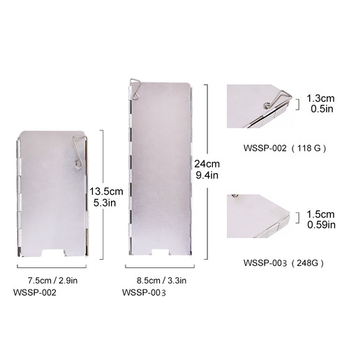 Widesea camping stove accessories outdoor windshield with box 9 pieces 10 pieces foldable aluminum windshield