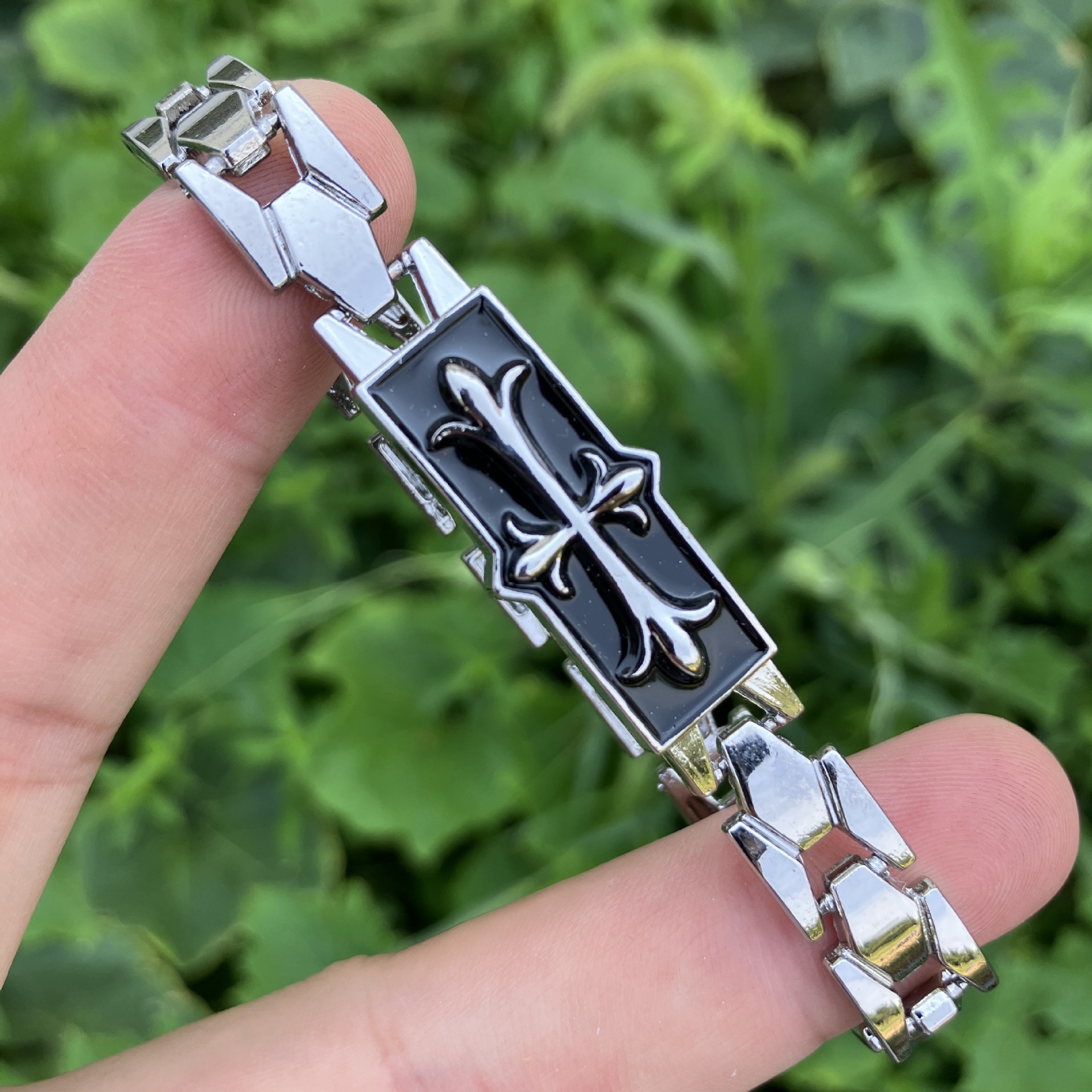 20g Weight Bracelets Classification Alloy Chain Material Chain Chain Type 1 Piece Quantity Daily, Street Occasion Alloy Material Geometric Pattern Unisex Gender Punk, Streetwear Style Punk Streetwear Geometric Alloy Chain Chain & Link Bracelets Wholesale 4