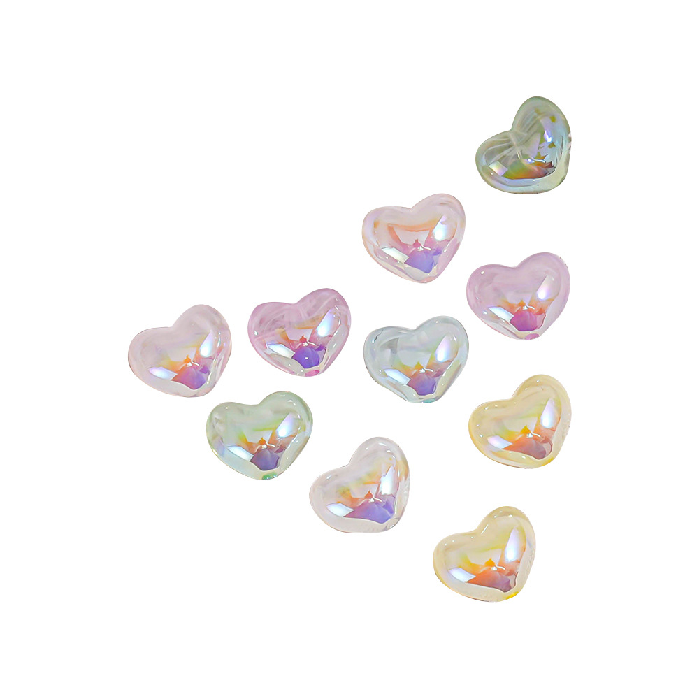 30 colores AB hilo de niebla transparente nube niebla a través del agujero amor cuentas brazaletes de bricolaje cadena de teléfono móvil material de joyería en forma de corazón