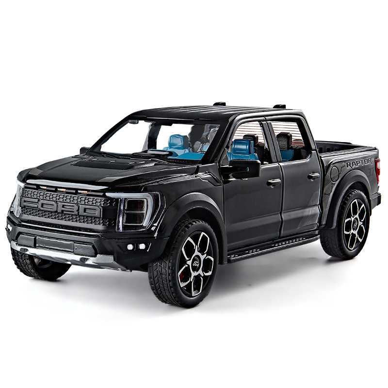 1:20 Ford Raptor F150 Alloy Car Model with Pull-Back Sound and Light, Openable Doors, Off-Road Club Collectible Display Piece